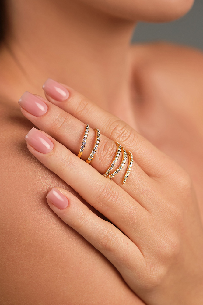 Кольцо «Спираль» из серебра 925 с позолотой - фото 2