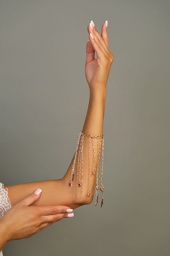 Браслет «Танго» с гранатом и кристаллами - фото 3