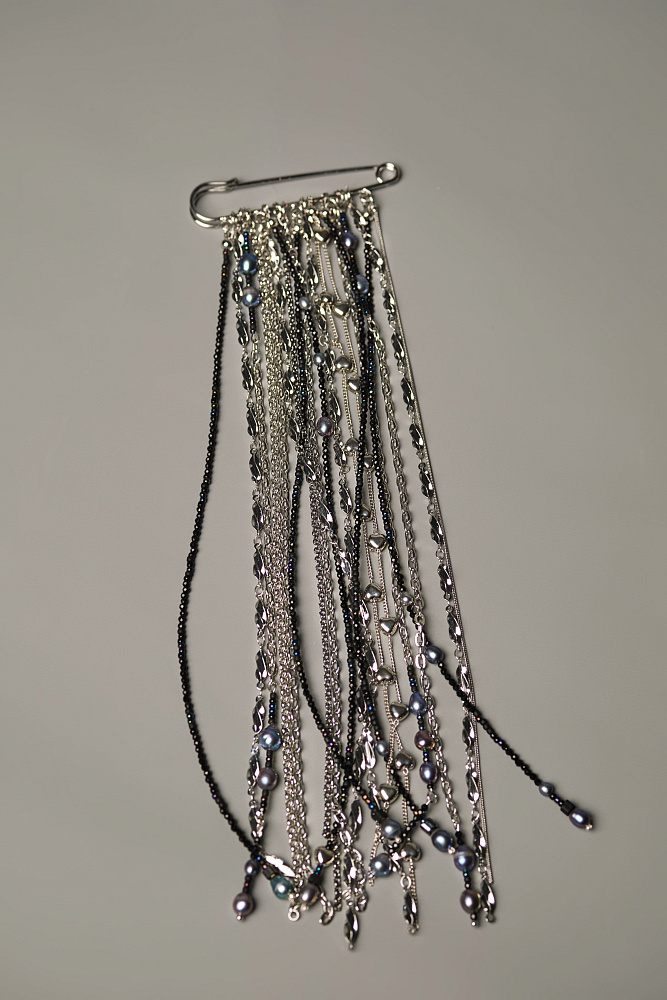 Брошь  «Плеяды звёзд» L с чёрным жемчугом - фото 2