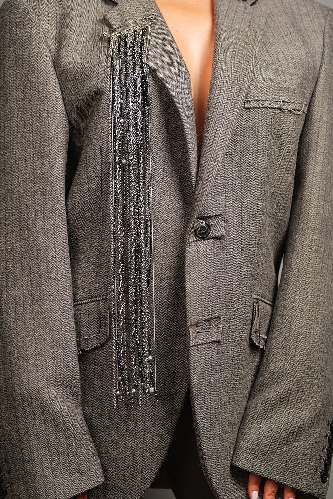 Брошь  «Плеяды звёзд» XL с чёрным жемчугом - фото 3