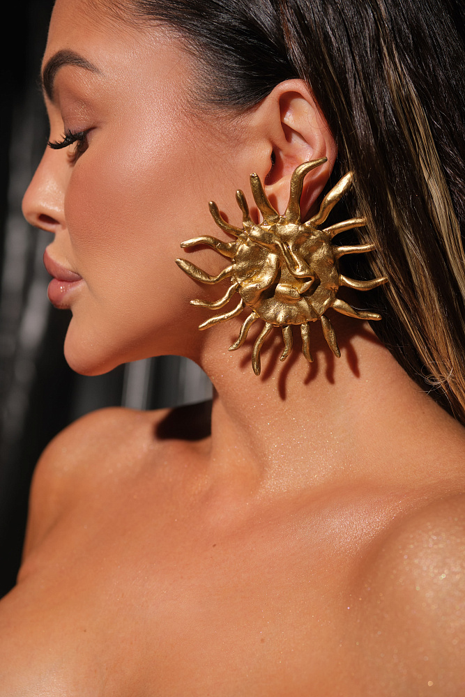 Cерьги «SUN» золотые - фото 2