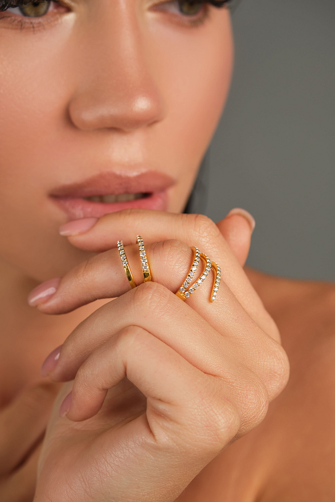 Кольцо «Спираль» из серебра 925 с позолотой